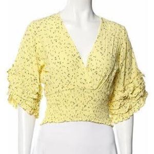 FAITHFULL THE BRAND Printed V-Neck Crop Top